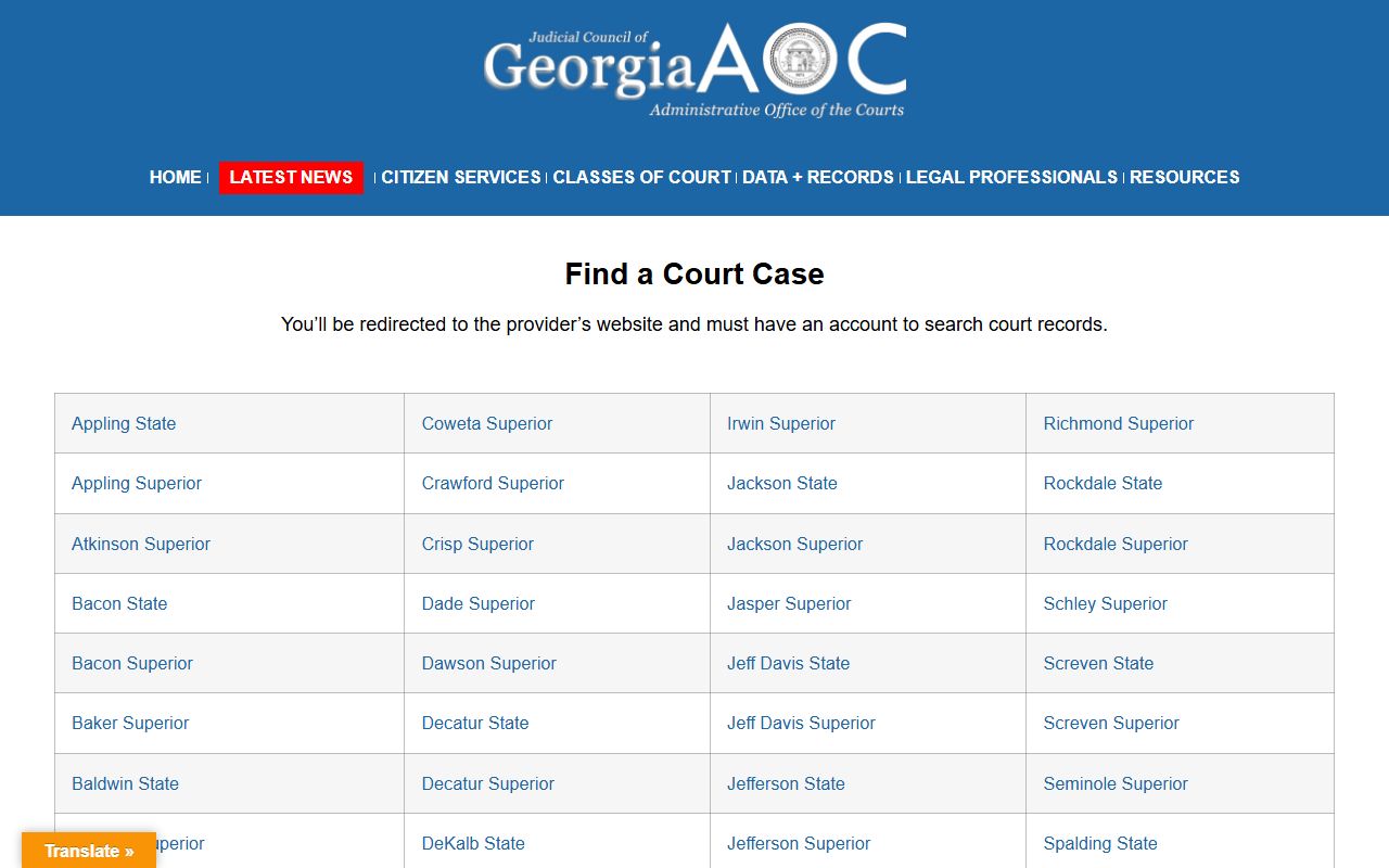Jefferson County court dockets Georgia E-Access account source