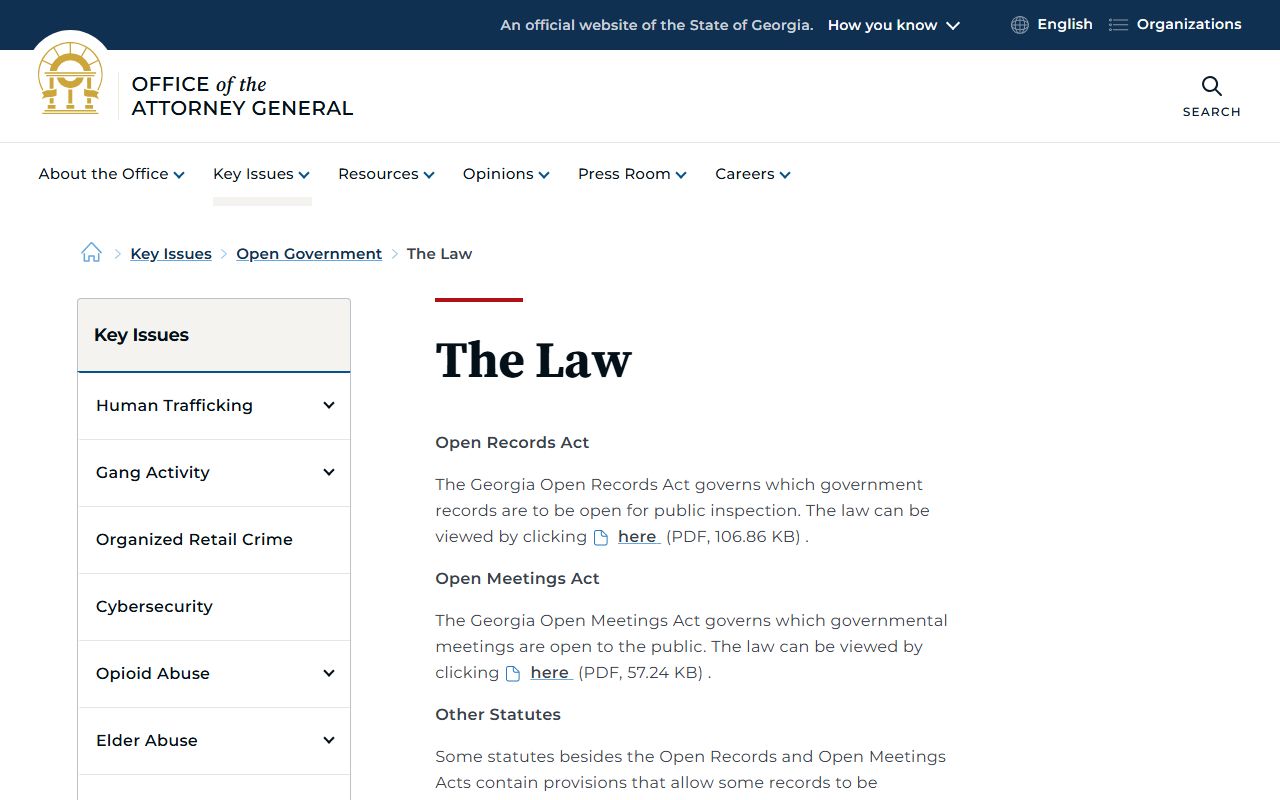 Jefferson County court records Georgia open government law page