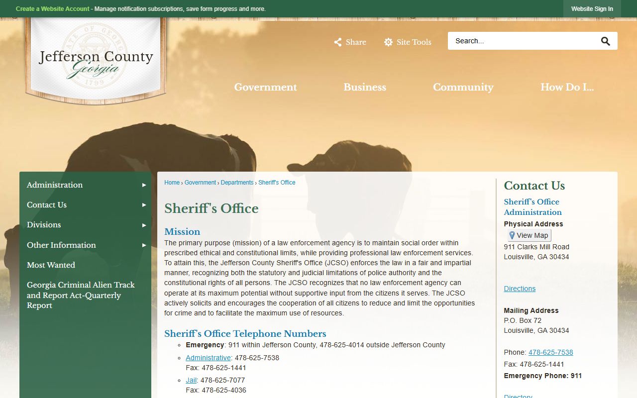 Jefferson County arrest records sheriff office page