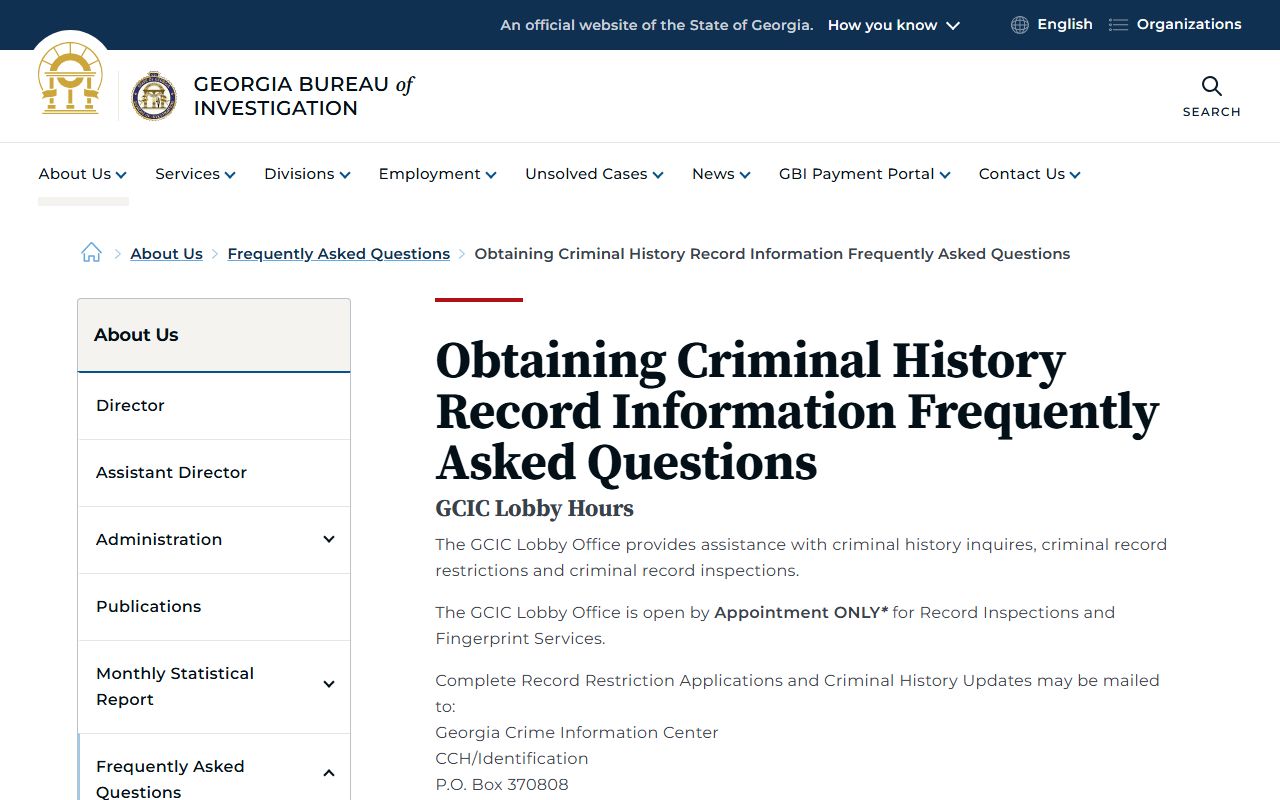 Jefferson County arrest records GBI criminal history FAQ