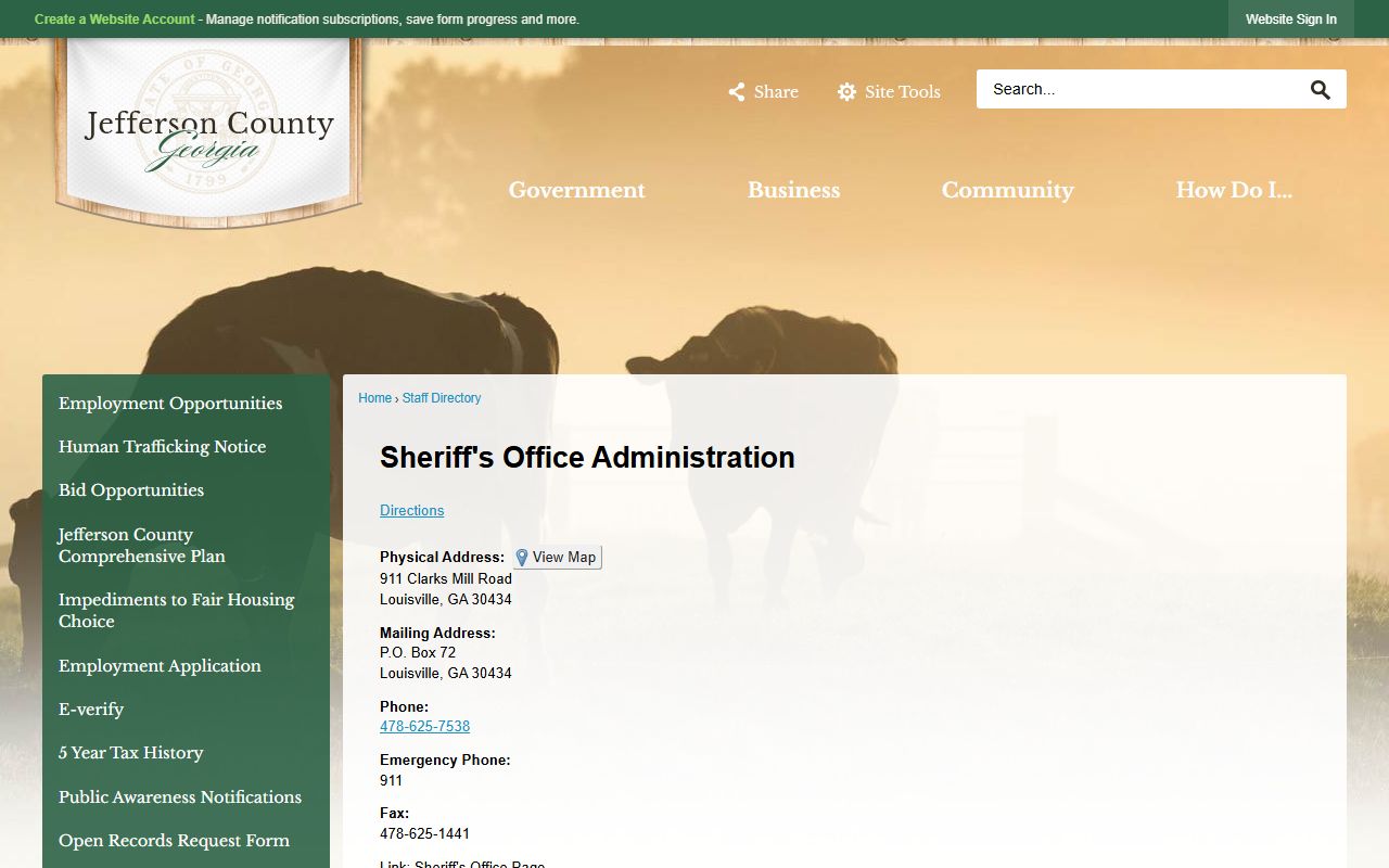 Jefferson County inmate search sheriff staff directory
