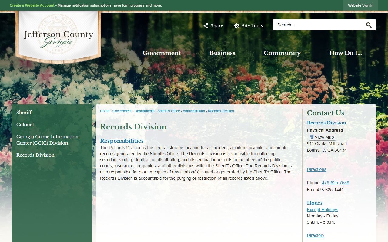 Jefferson County inmate records sheriff records division page
