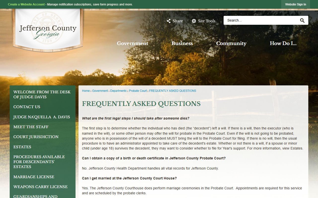 Jefferson County marriage records Probate Court FAQ