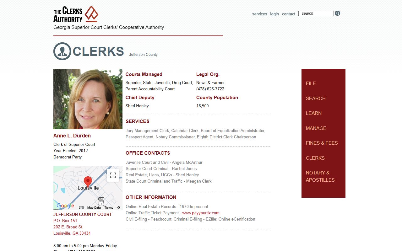 Jefferson County traffic court records GSCCCA clerk directory